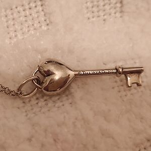 Tiffany & Co. Silver Heart Key Pendant Necklace